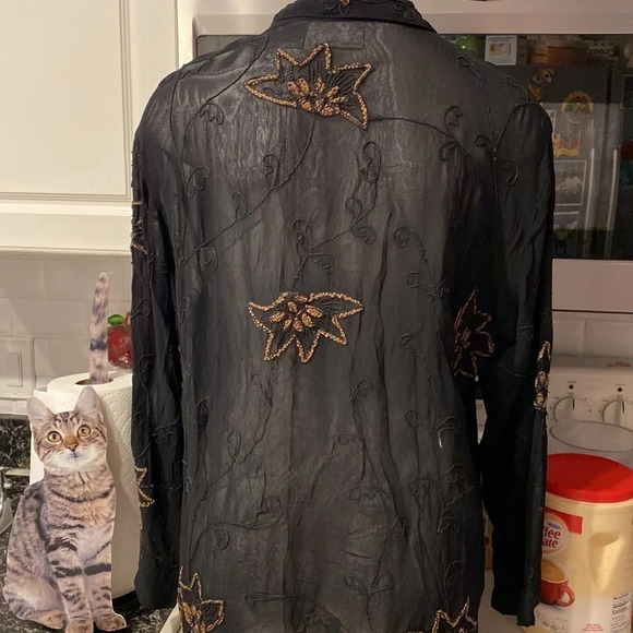 D womens Chico’s black long sleeve button front plus size blouse 3 - Picture 3 of 5